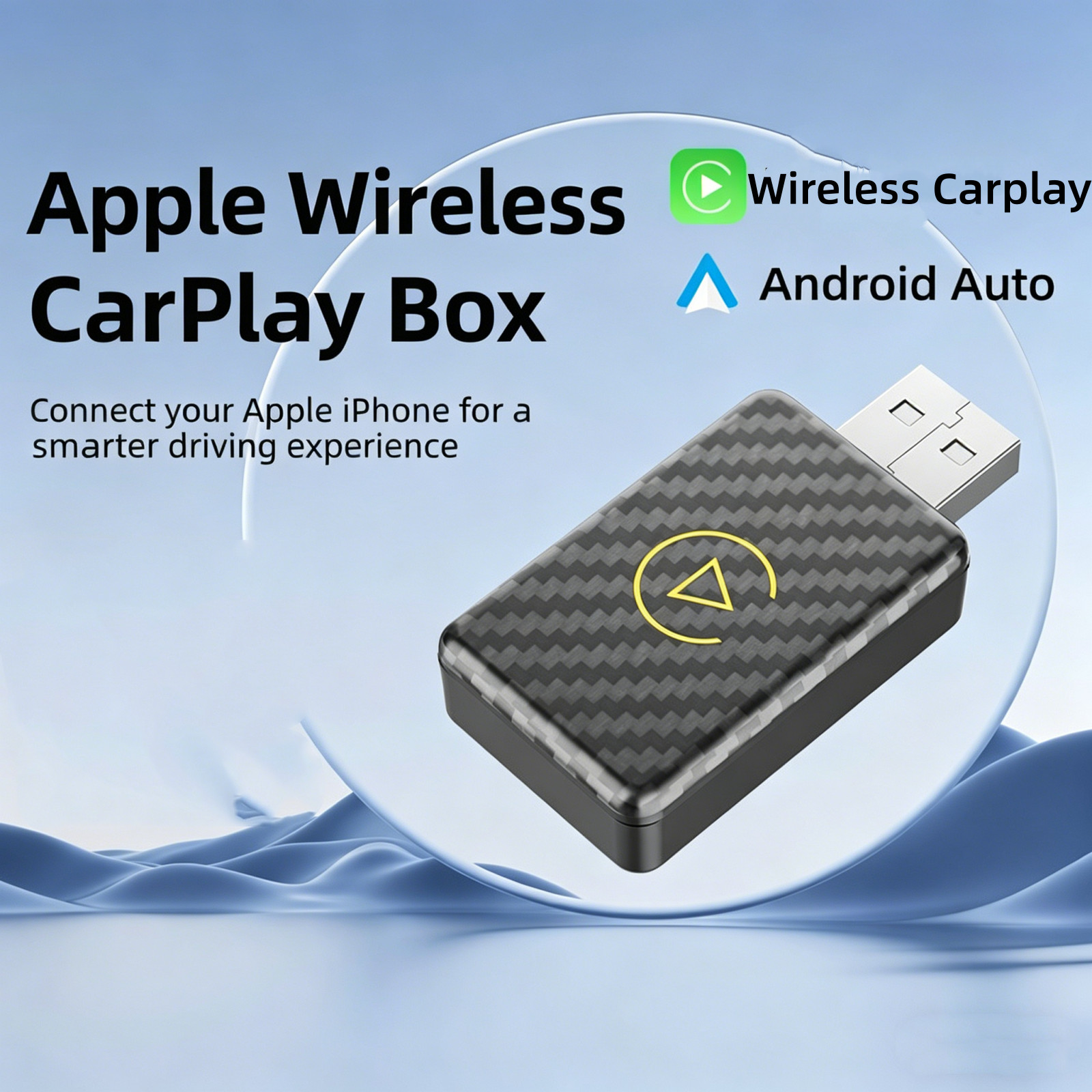 2-in-1 Wireless Projection Carplay Adapter for Apple Android Wired to Wireless