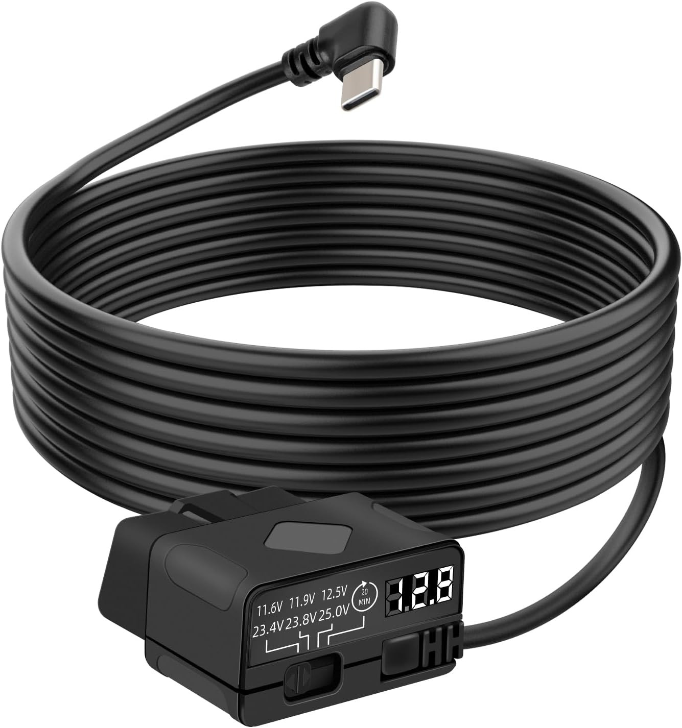 OBD Hardwire Kit, OBD2 to Right Angle USB C Power Adapter Cable for Dash Camera