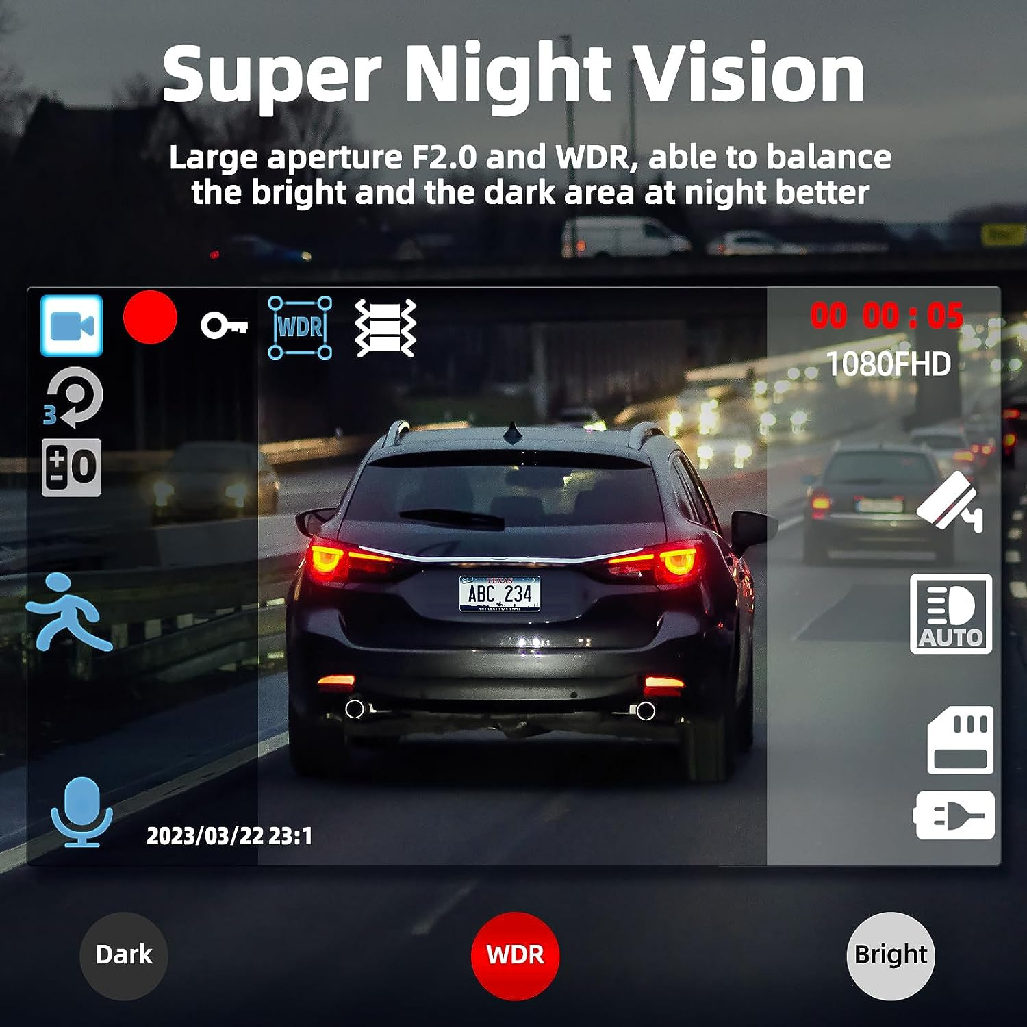 Dual Dash Cam Front and Inside 080P Dash Camera for Cars with Night Vision