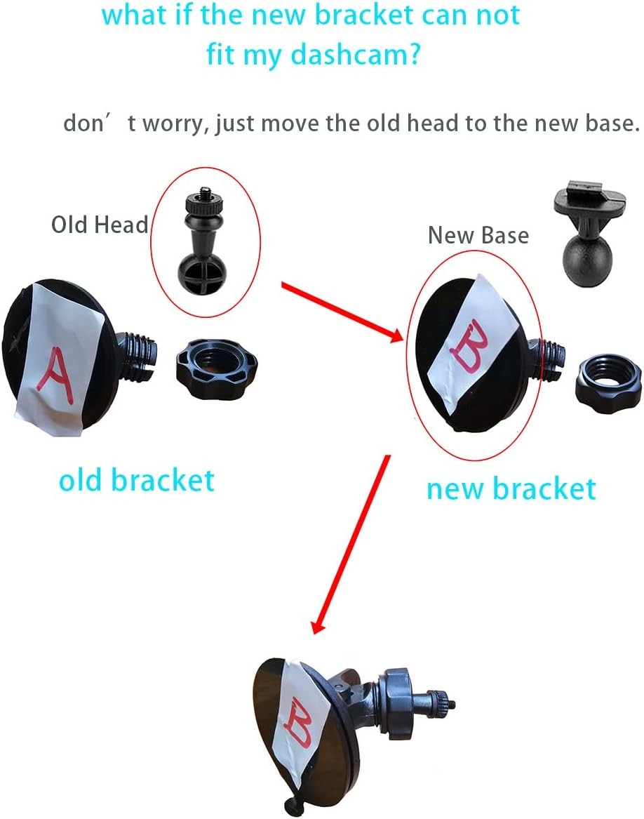 Dash Cam Suction Cup Mount for Oldshark Amuoc Jeemak Chortau Screw-Connect Dashc