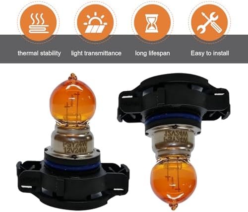 Downhill PSY24W Fog Light Bulbs,12V 24W 3500K Ultra-bright Shock-proof Quartz Gl