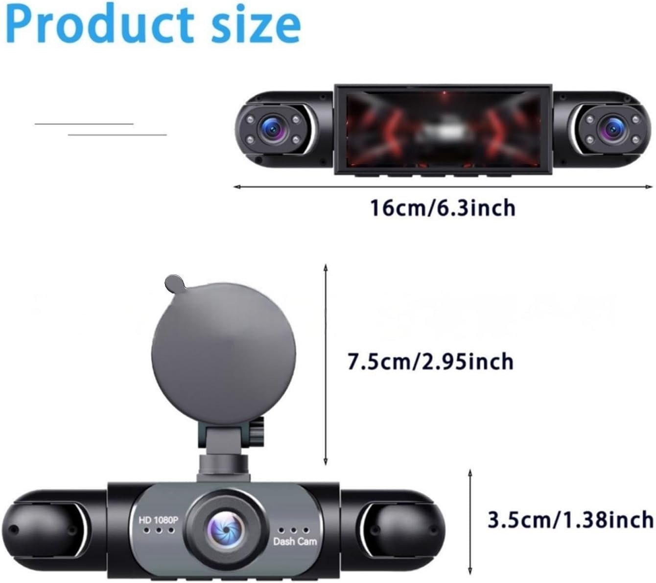 4 Channel 360° Front Rear Inside Car Dash Cam HD1080P Infrared Night Vision 32GB