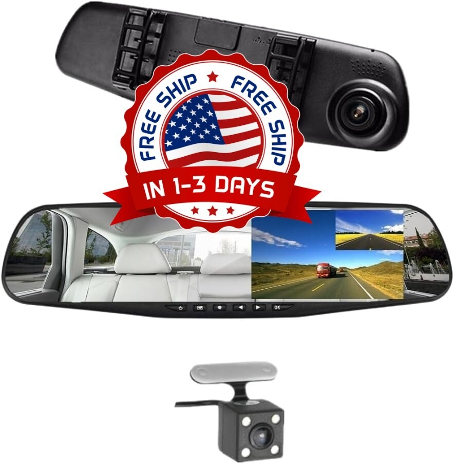 Grabador de vídeo para espejo retrovisor DVR para coche de 4,3 pulgadas US NUEVO