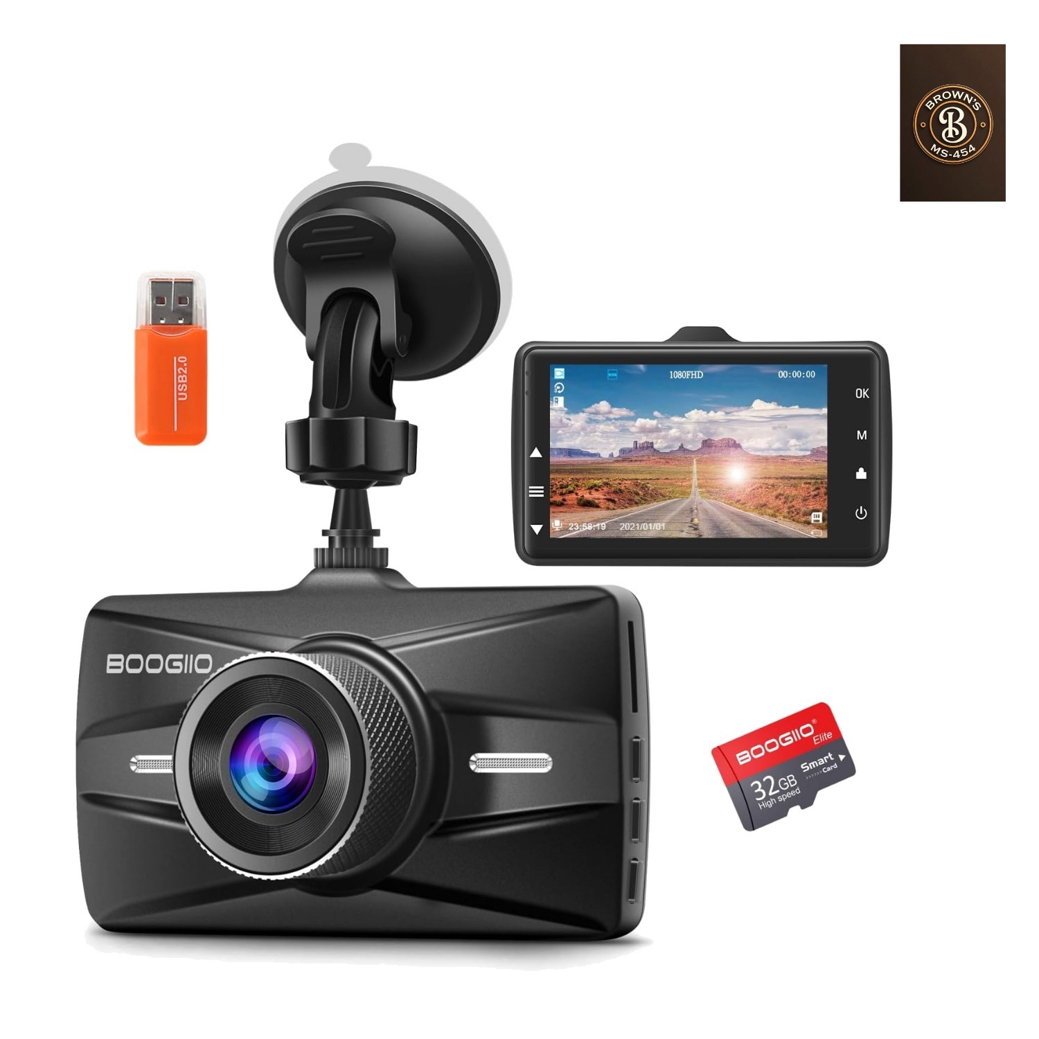 Dash Cam Front with 32G SD Card, 1080P FHD Car Driving Recorder 3” IPS Scree…
