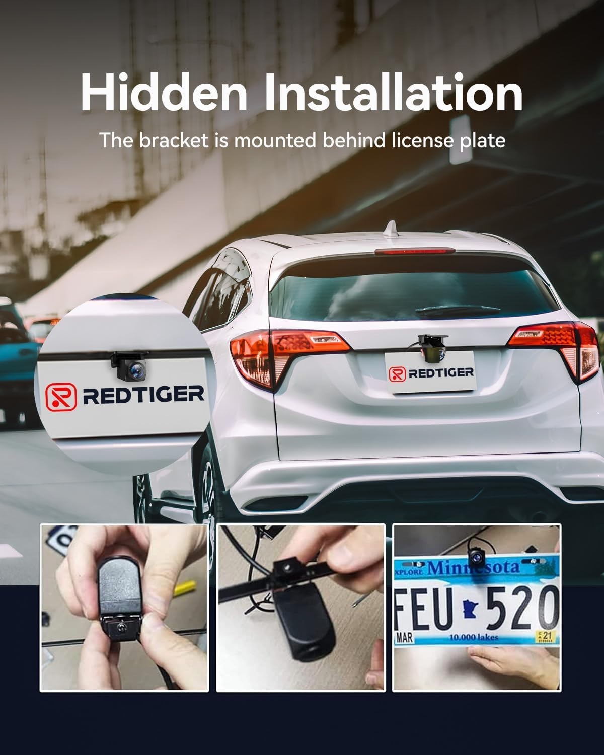 1080P Rear Camera for Dash Cams with RCA Connection and Mounting Cable