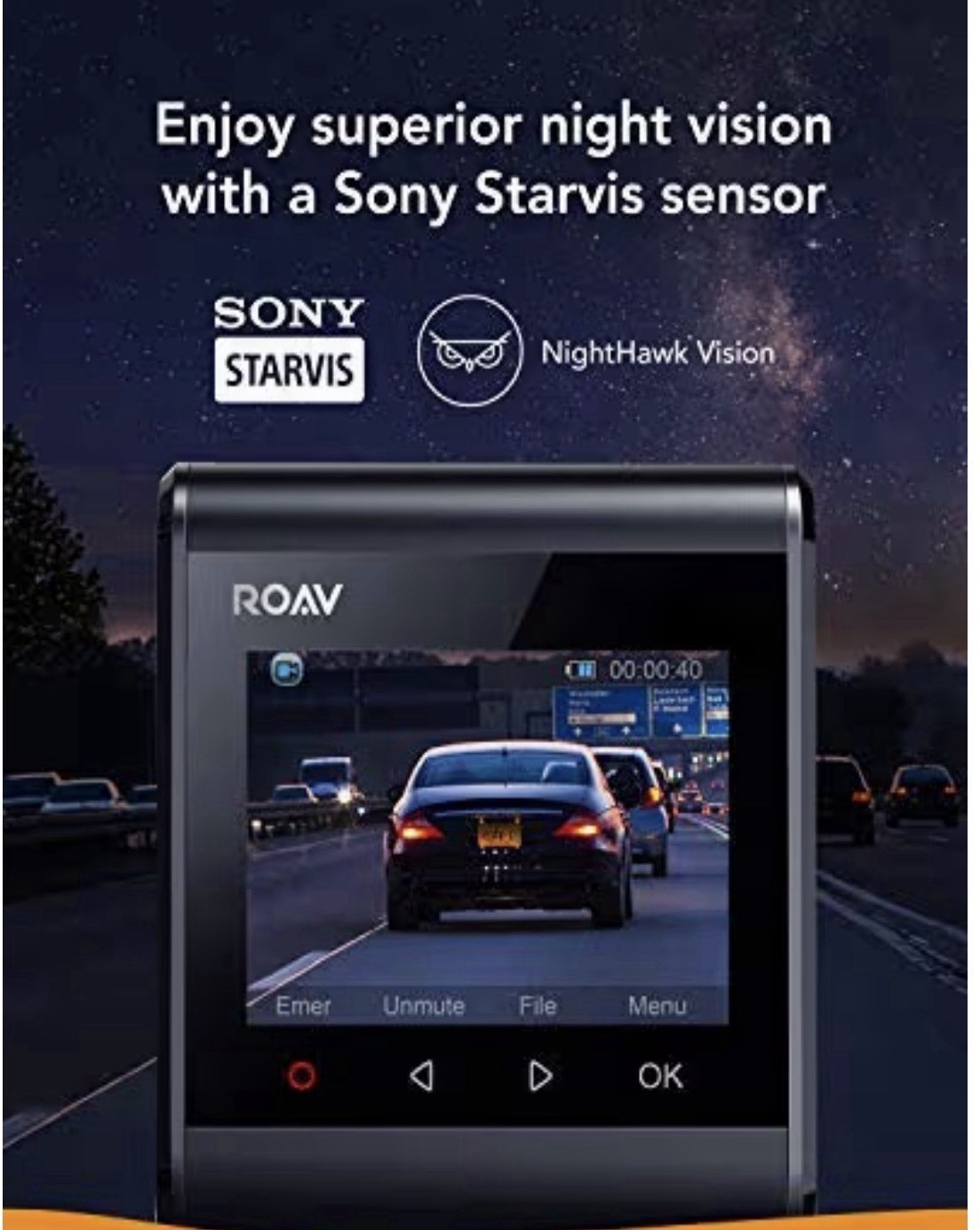 ROAV DashCam S1 1080P Full HD Sony Starvis Night Vision Dash Camera New Sealed