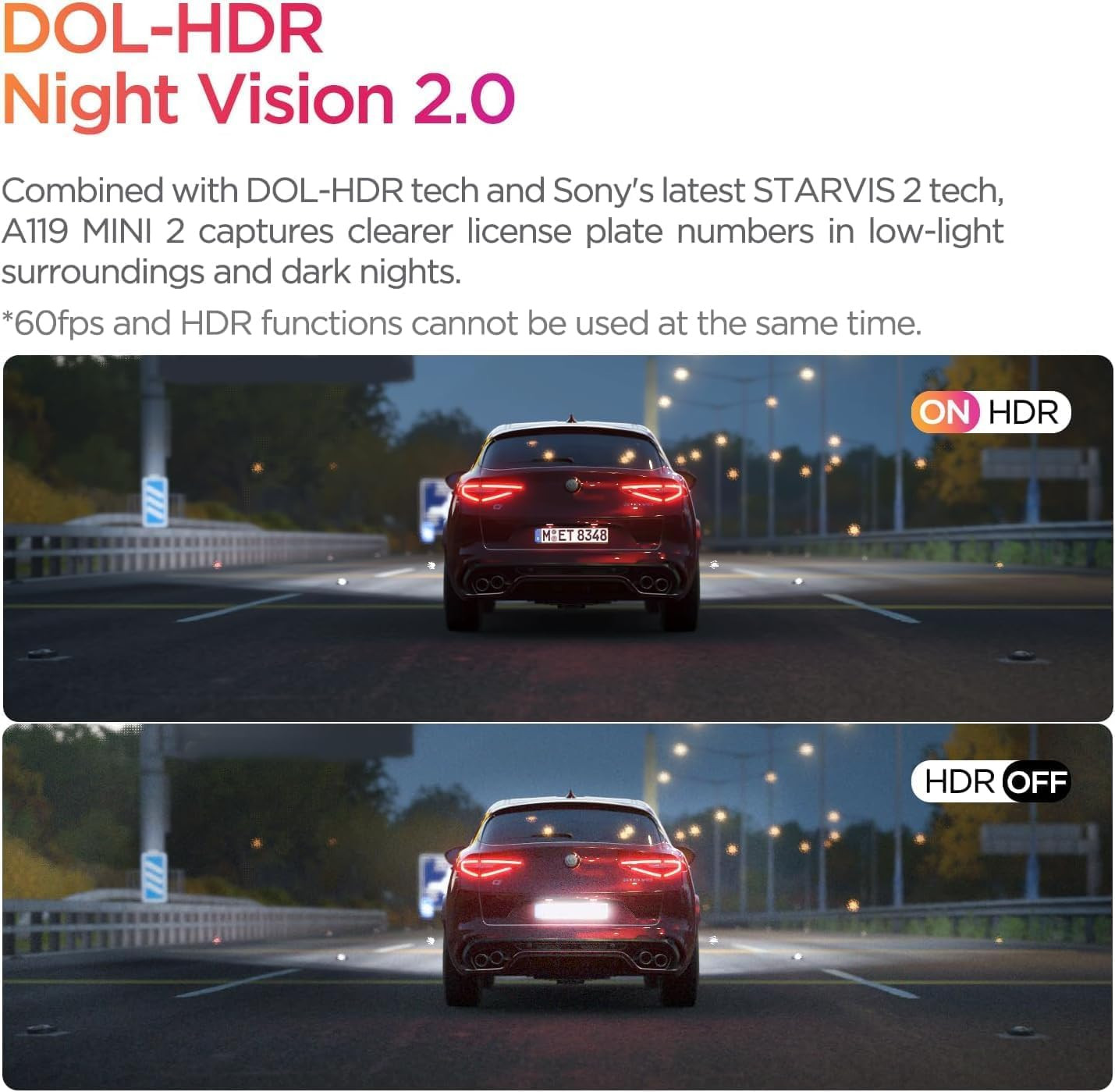 Dash Cam Front A119 Mini 2, STARVIS 2 Sensor, 2K 60Fps Car Dashcam | 1440P Front