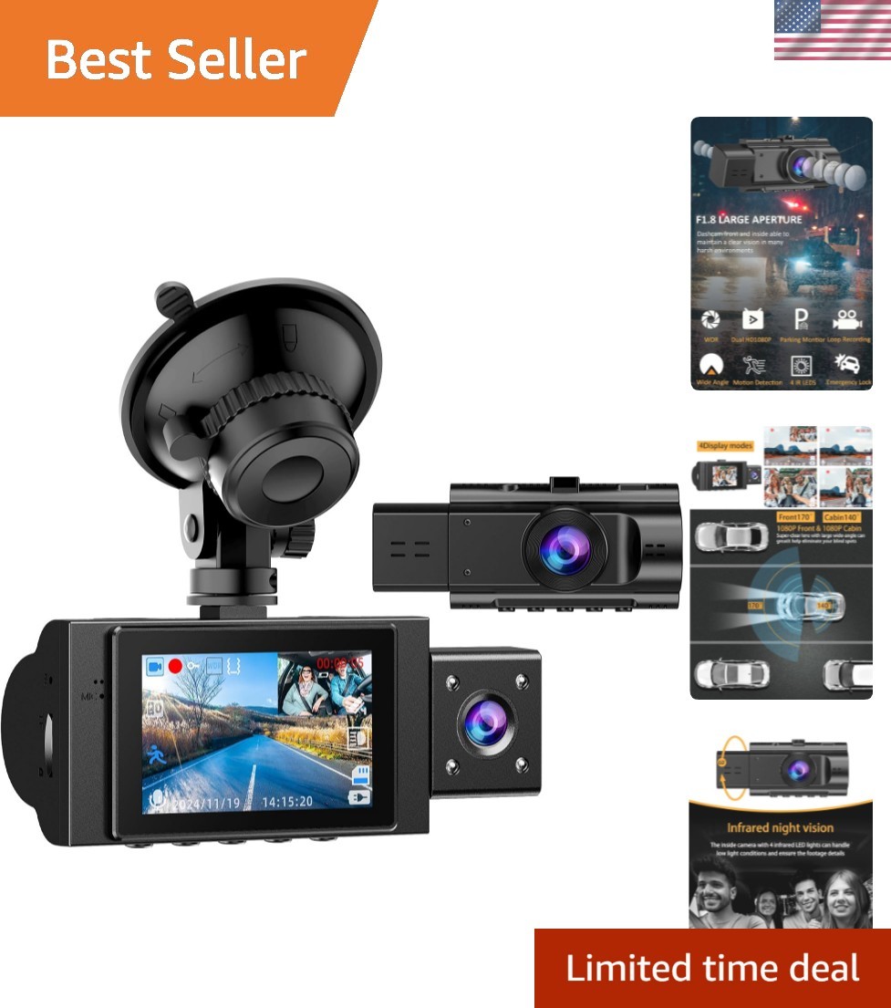Comprehensive 24H Dash Cam – Front & Back Recording with G-Sensor Protection