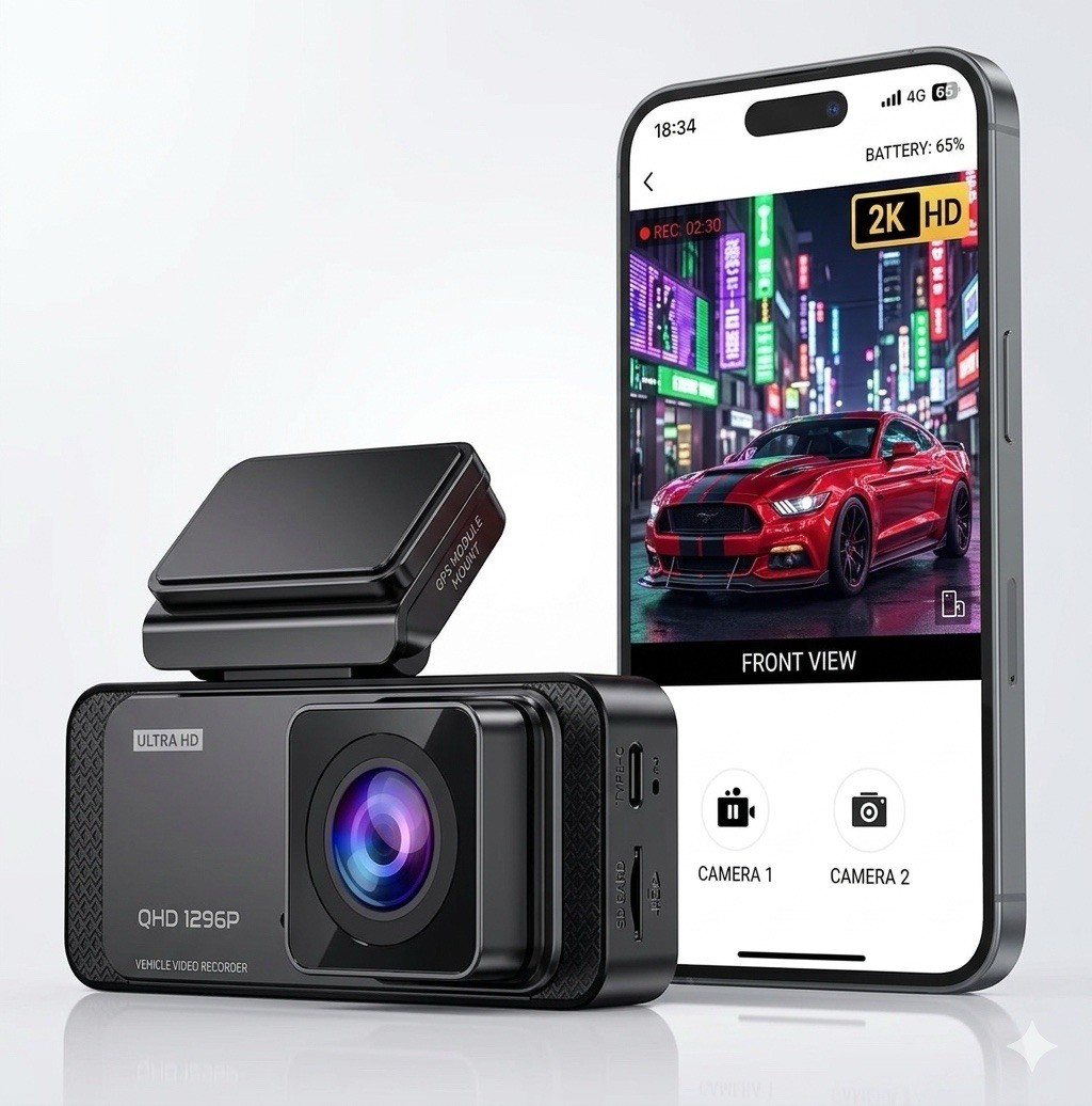 V300 Mini Dash Cam 1296P with WiFi & Night Vision – 170° View & Loop Recording