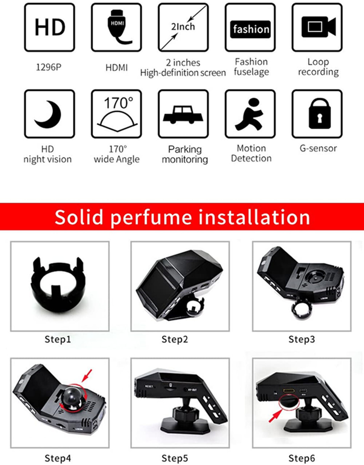 Dash Cam Car DVR 170° Wide Angle Camera Driving Video Recorder 1080P HD G-sensor