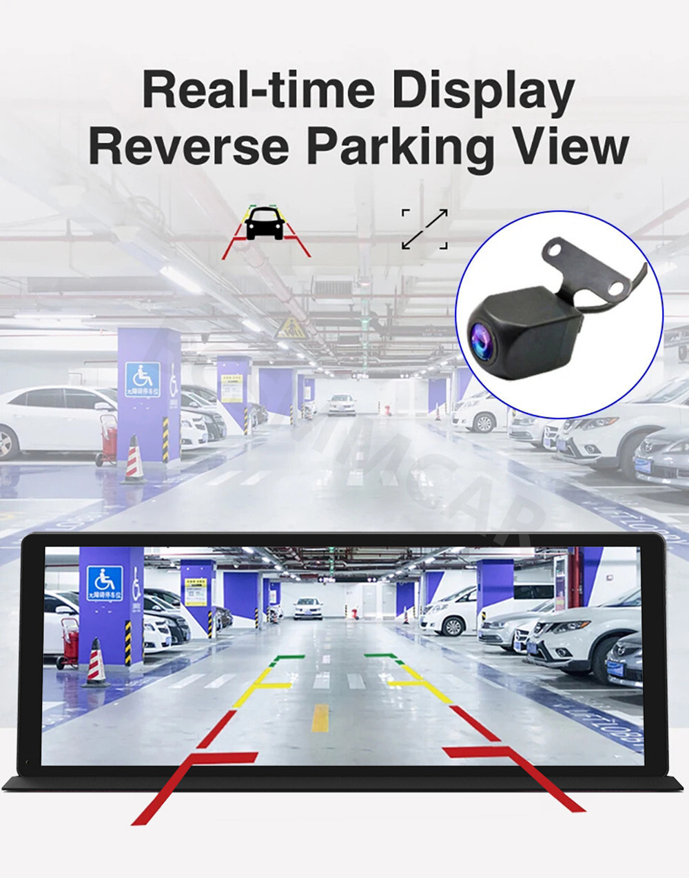 11.3in Touch Screen 4K Car Wireless CarPlay Android Radio DashCam G-Sensor AUX