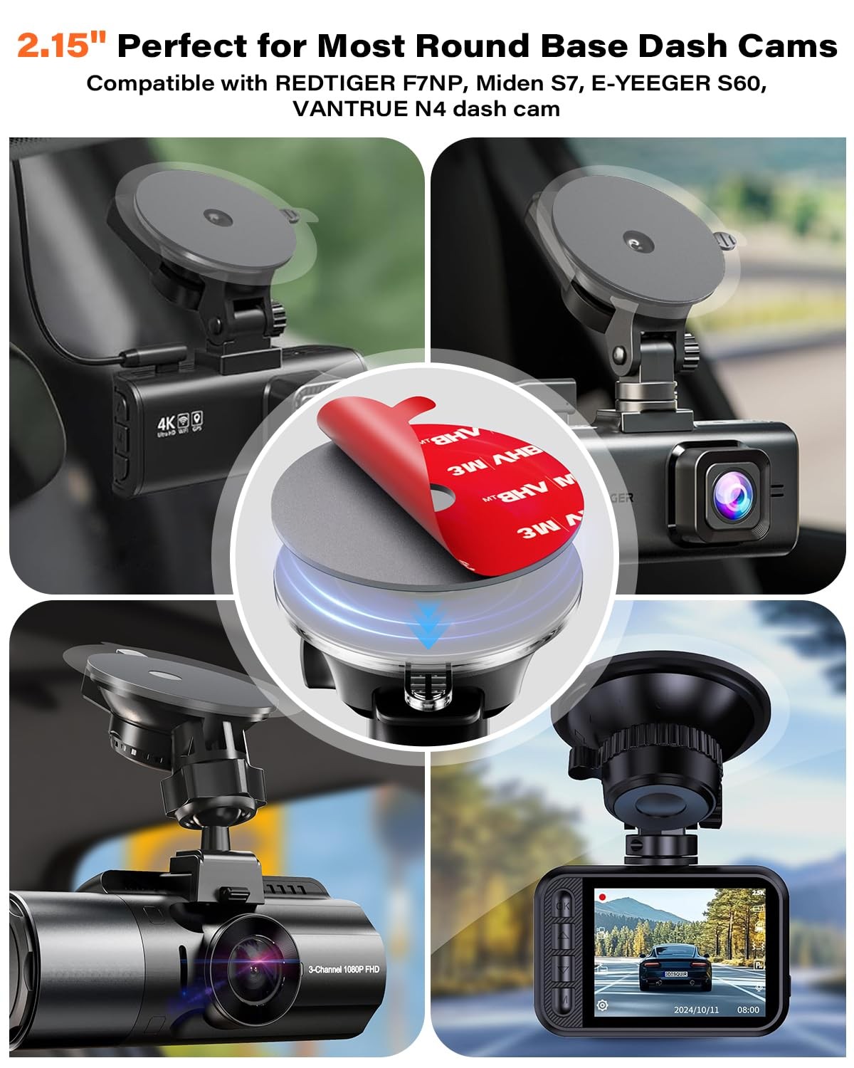 Adhesive Sticky Pads Dash Cam with Electrostatic Film 2.15″ Round Double Sided