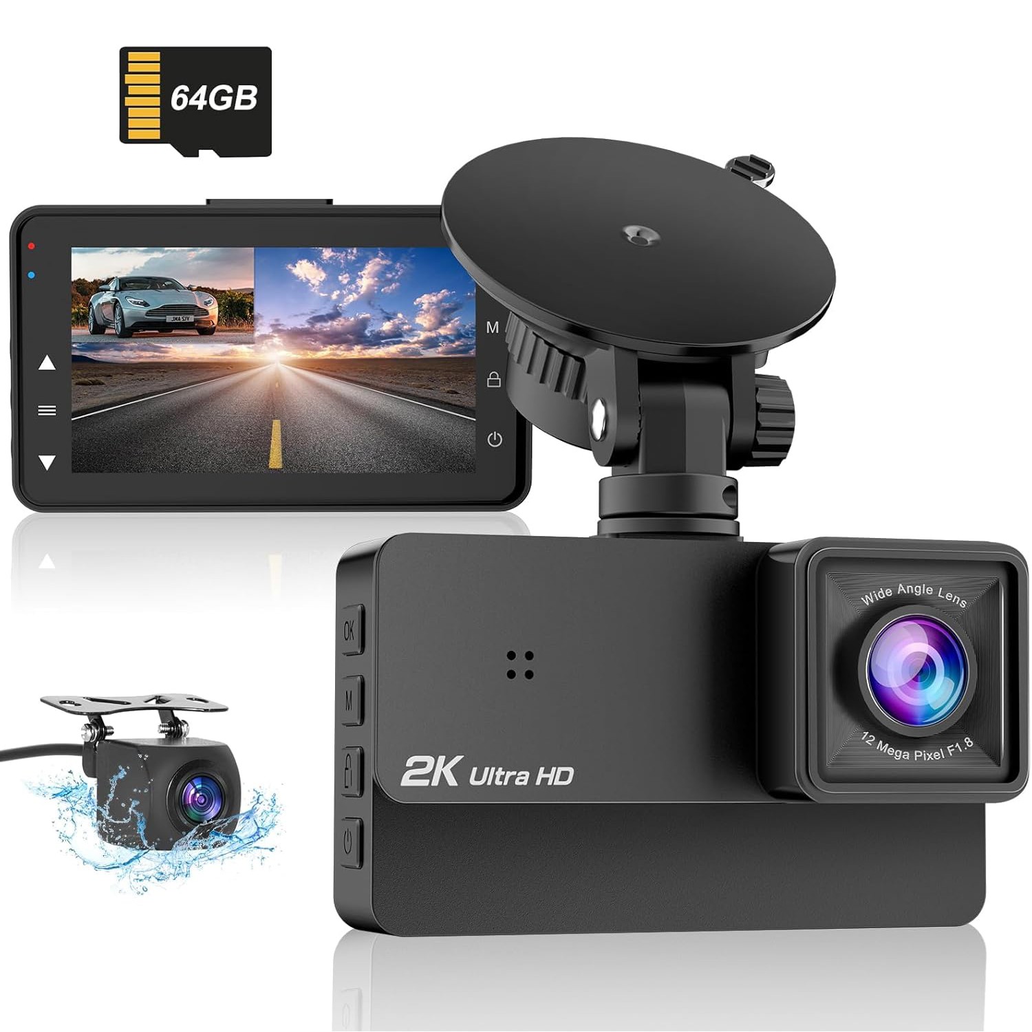 3.16” Dash Cam Ultra HD 4K Front Dash Camera Built-in WIFI&GPS, APP Contral