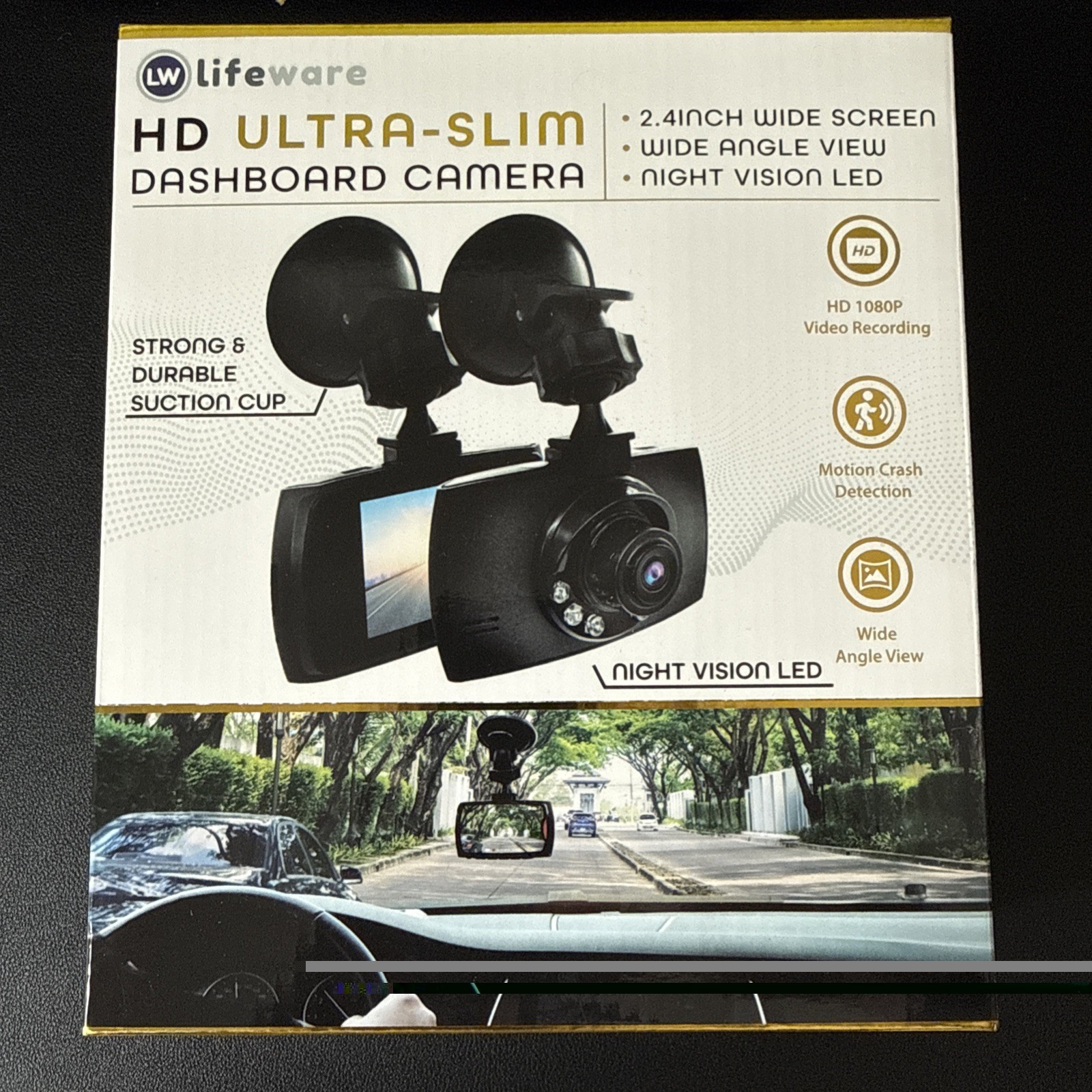 Lifeware Ultra Slim 1080p Dash Cam w/ 2.4″ Screen- Brand New