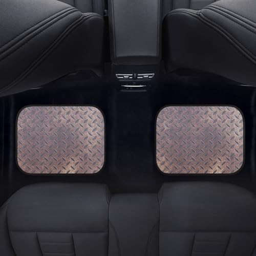 Rusty Steel Plate Texture Car Floor Mats Grunge Steel Grating Print Brown Beige
