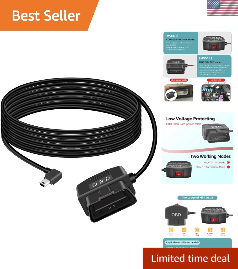 OBD Extension Adapter for Dash Cameras – Dual Mode with Low Voltage Protection
