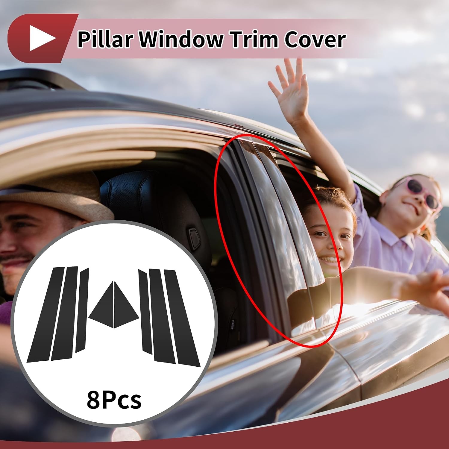 8 Pcs Front Rear Left Right Car Door Pillar Window Trim for Kia NIRO 2017-2020 P