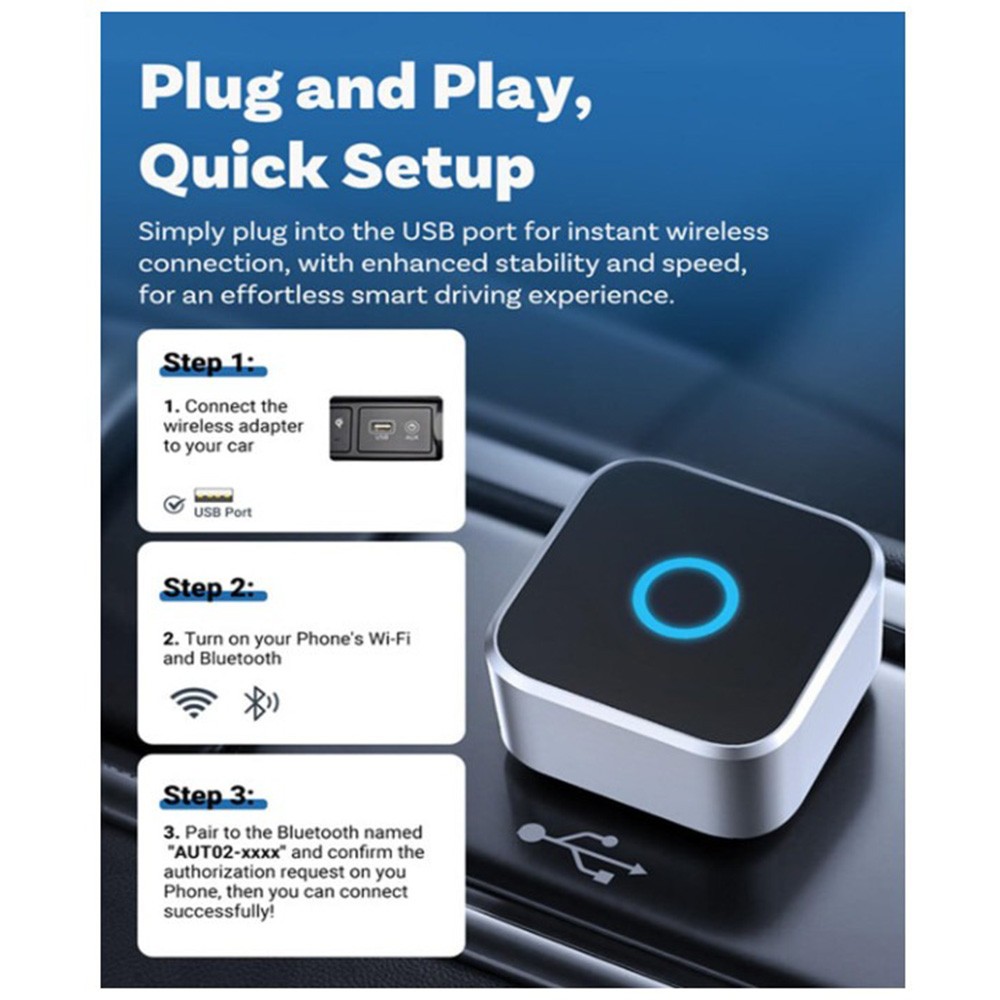 Adapter For Ottocast Mini Cube 3.0 Wireless Carplay/Android Auto , Plug and Play