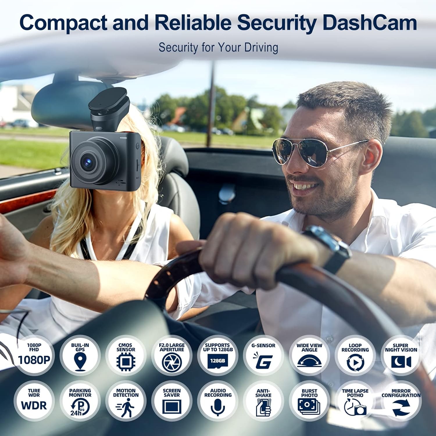 3 Channel Dash Cam 1080P GPS, Dash Cam Front and Rear Inside Triple Car Camera