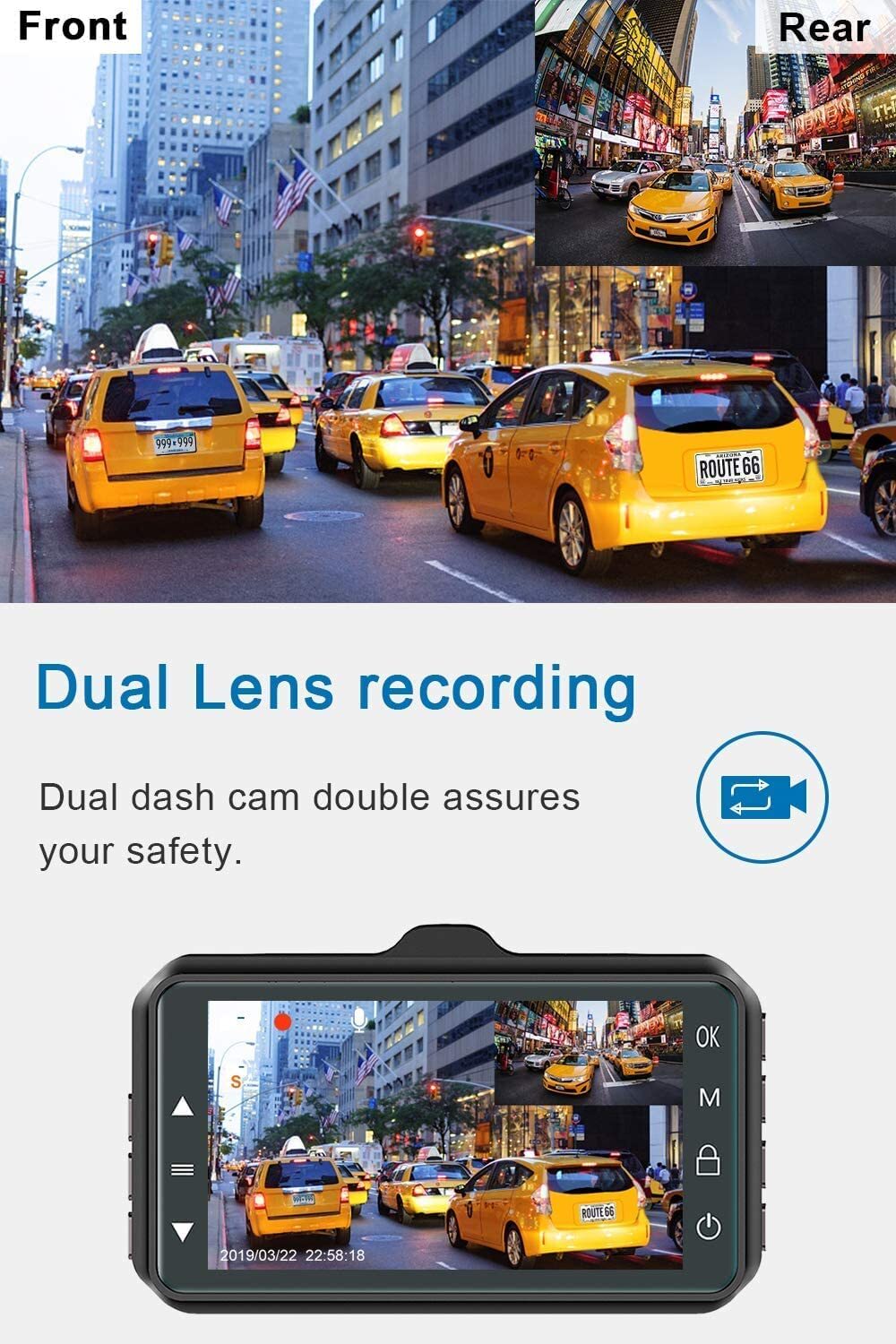 Camara De Carro Auto Coche Para Grabar Delantera Y Trasera Vision Nocturna Nuevo