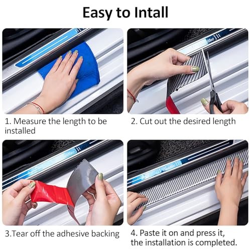 Car Door Sill Protector,2 in x 118 in Anti-Scratch Car Door Carbon Fibre black