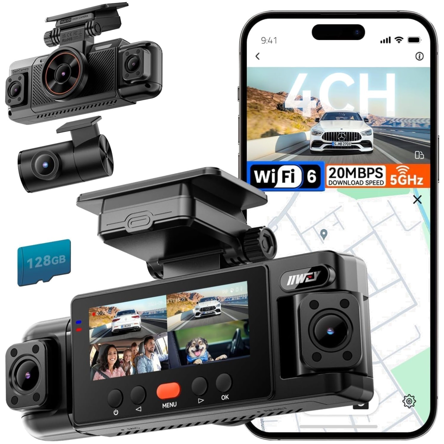 FHD Front & Rear Dash Cam | 5.8G WiFi | 24/7 Parking Mode