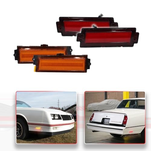 Front & Rear Side Marker Lights For 1981-1988 Chevy Amber (Front) Red(Rear) LED