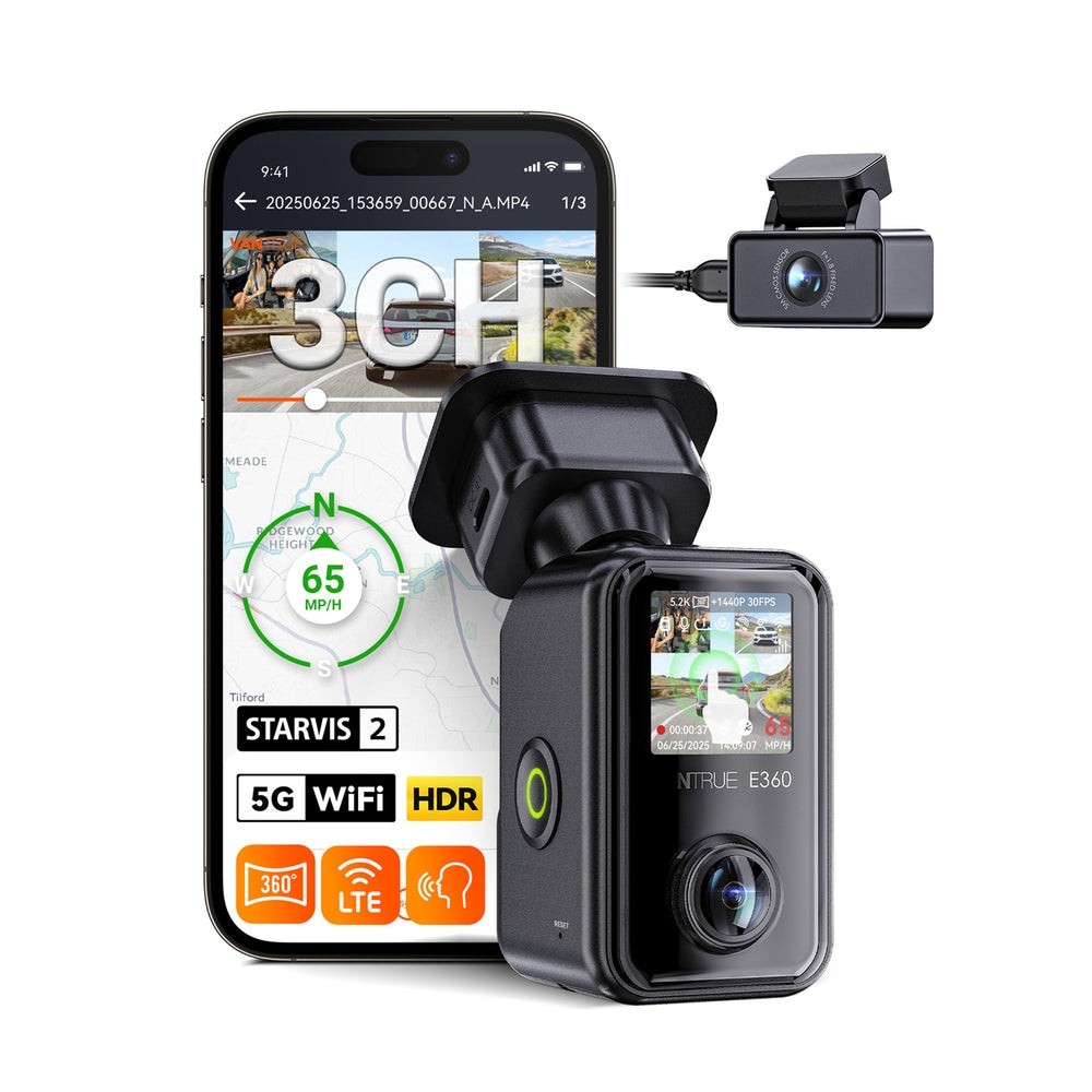 Vantrue E360 5.2K HDR 360° Dash Cam WiFi GPS STARVIS 2 Night Vision Parking Mode