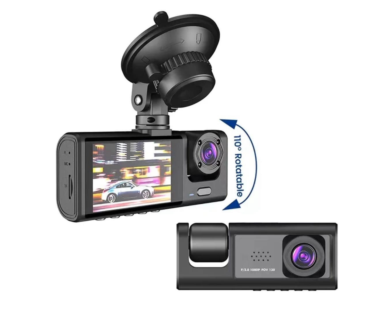 Dash Cam HD 1080P Car 2 channels Front, Interior, & Night Vision