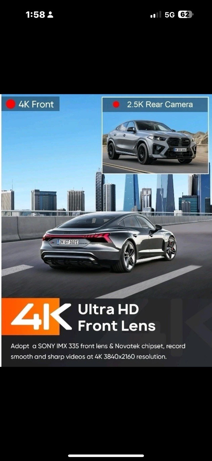 ODREY Dash Cam Front and Rear, 4K+2.5K 5G WiFi & WDR Dash Camera for Car