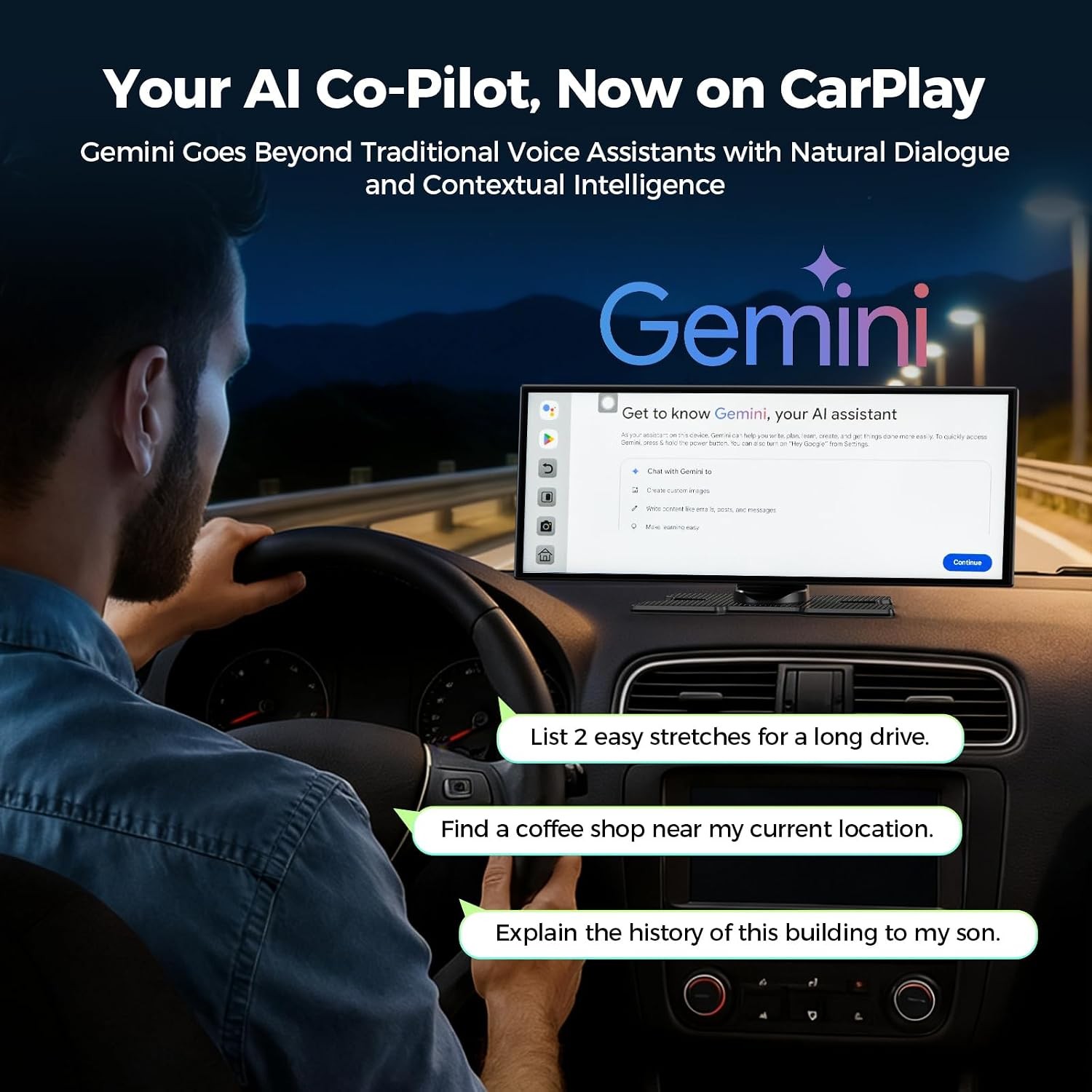 Lamtto 11″ AI CarPlay Screen Wireless Apple CarPlay Android Auto GPS Backup Cam