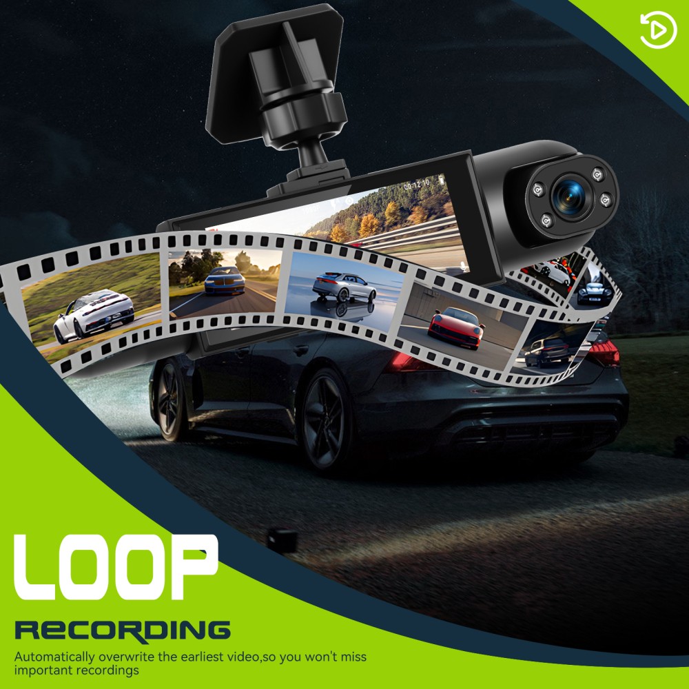 1080HD 4-Channel Dashcam Front Rear Inside Left Right Car Dash Cam Night Vision