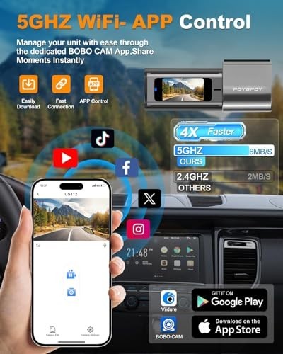 4K Dash Cam Front, 5GHz WiFi, UHD 2160P, 64GB Card, 24H Parking Monitor, Night V