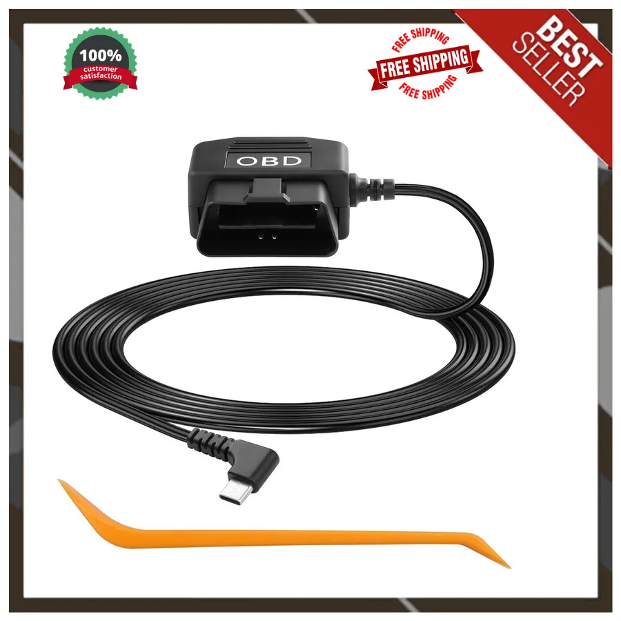 OBD2 to USB C Dash Cam Hardwire Cable 3.5M 12V 24V Power Adapter Right Angle