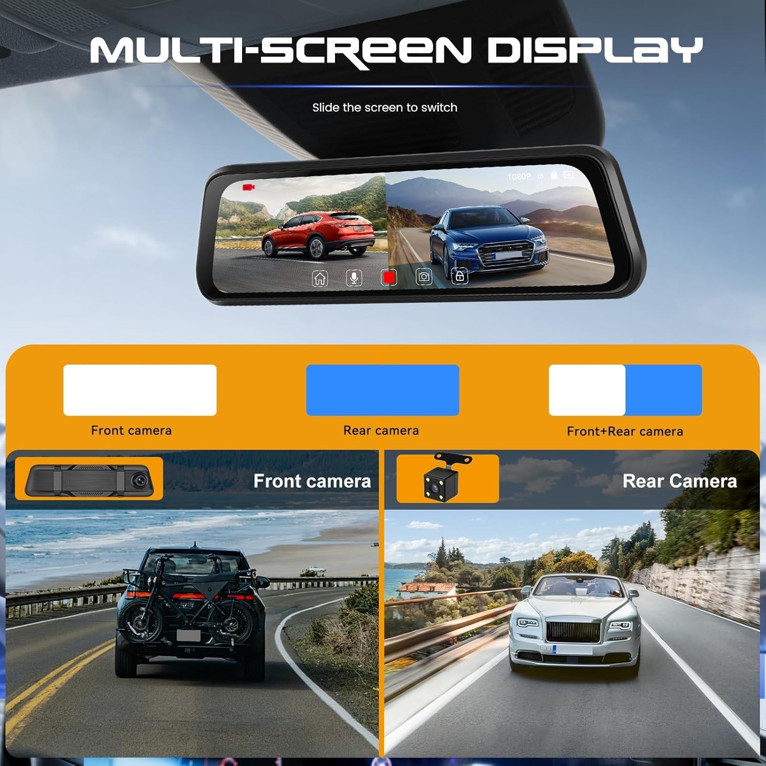 Advanced 9.66″ Touch Screen Dash Camera with Loop Recording & Wide Angle View