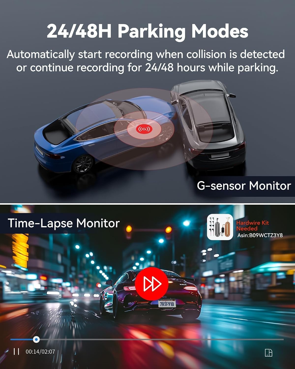 F9 4K Dash Cam Front and Rear 1080P, 5.8GHz WiFi & Smart App Control Car Came…