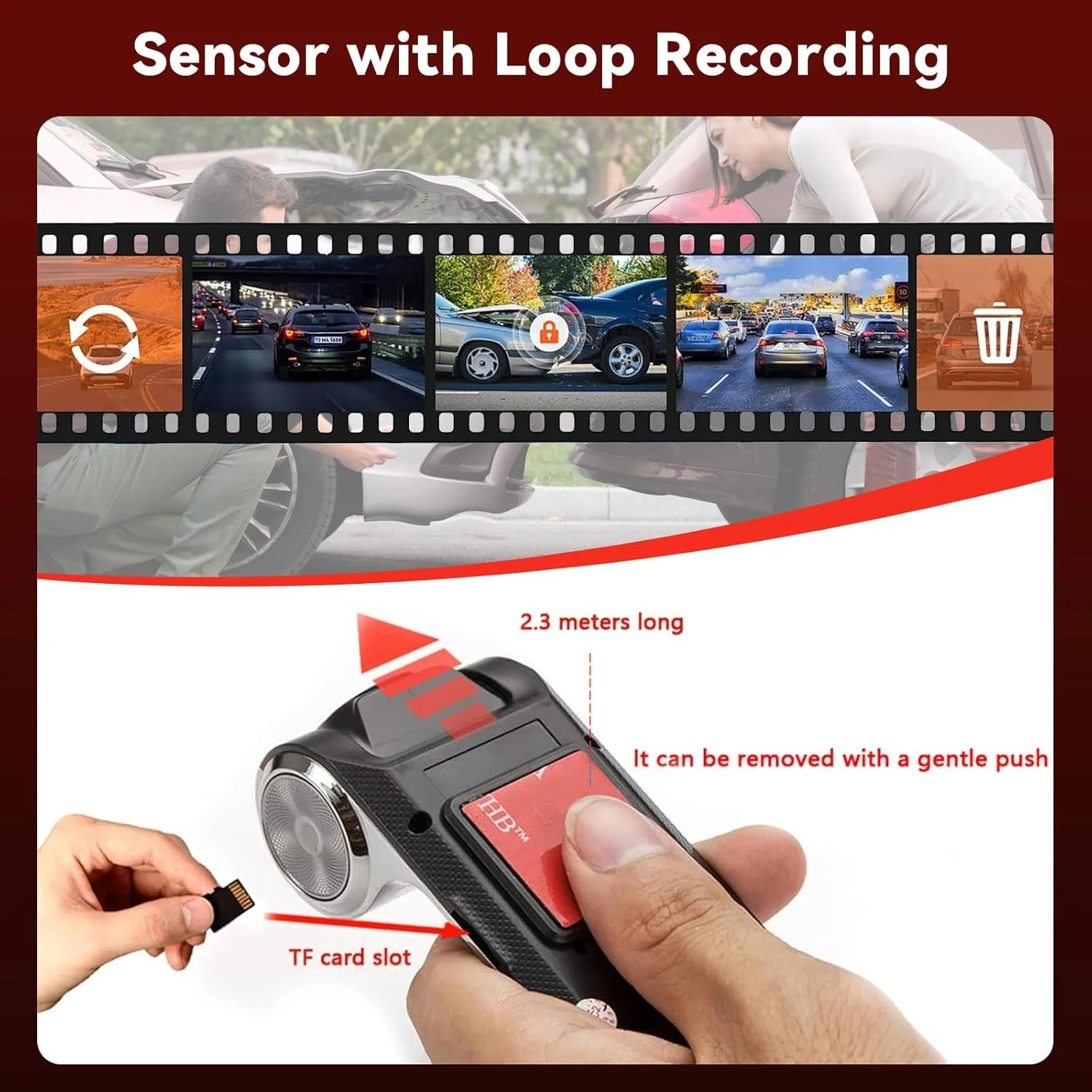 Car Dash Cam with Free 64GB TF Card, USB Dash Cam for Android Car Radio Mini Veh