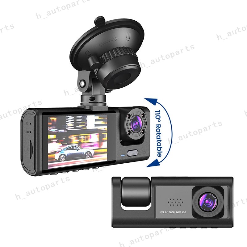 Dash Cam Car Dual Lens HD 1080P Front/Rear/Inside Video Recorder Camera G-Sensor