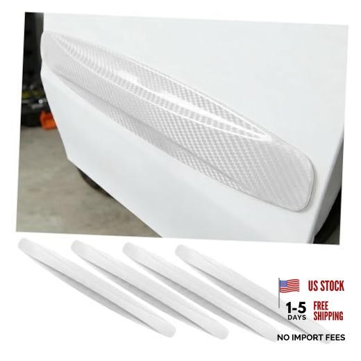 4PCS Car Bumper Guard, Anti Collision Anti Scratch Front Rear Bumper White-L