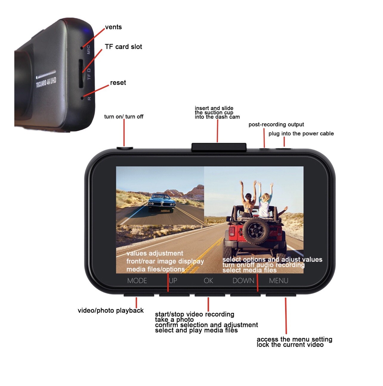 TOGUARD C200 4K Night Vision Front and Rear Dash Camera