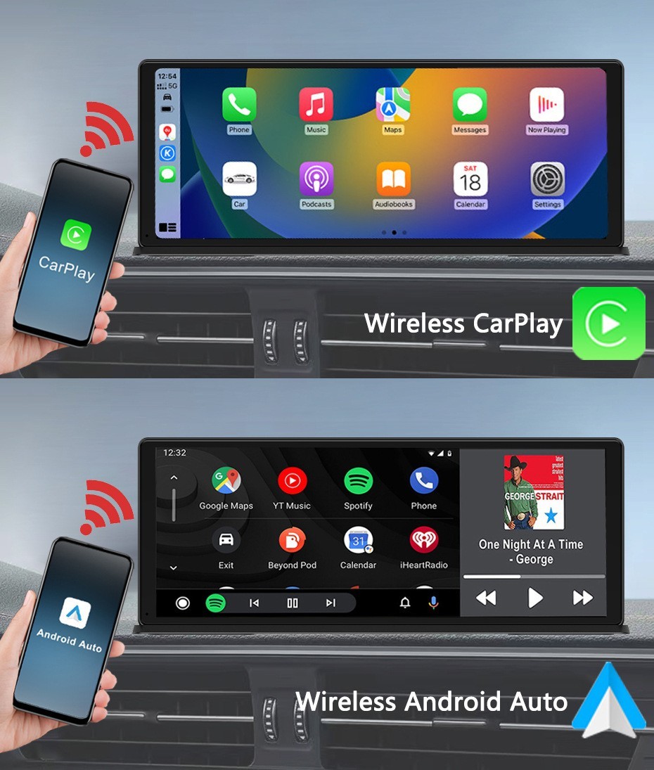 11.3in 5K Car Stereo Dash Cam Wireless For Apple Carplay Android Auto W/Camera