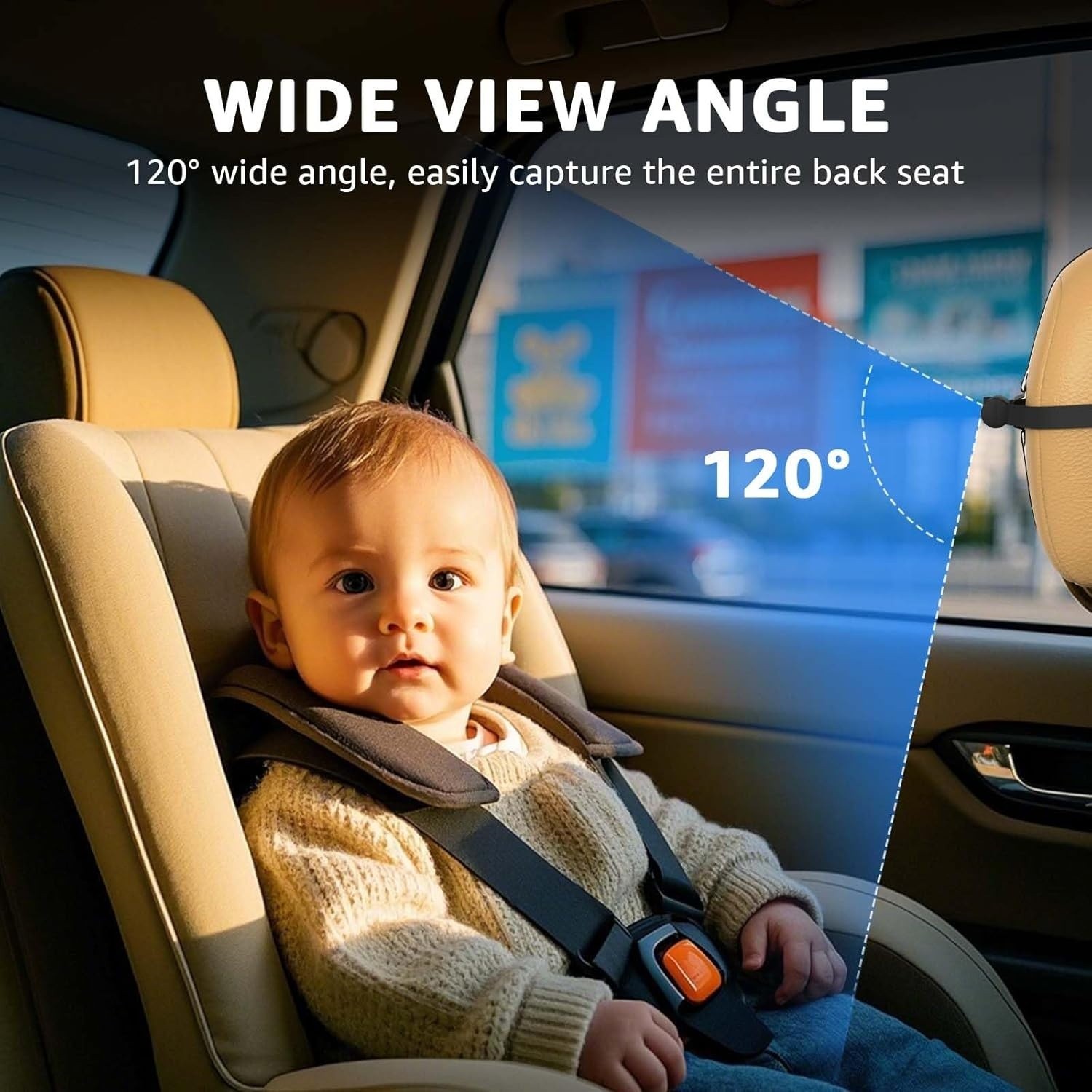 Espejo retrovisor para coche para bebé con pantalla HD y función de visión noctu