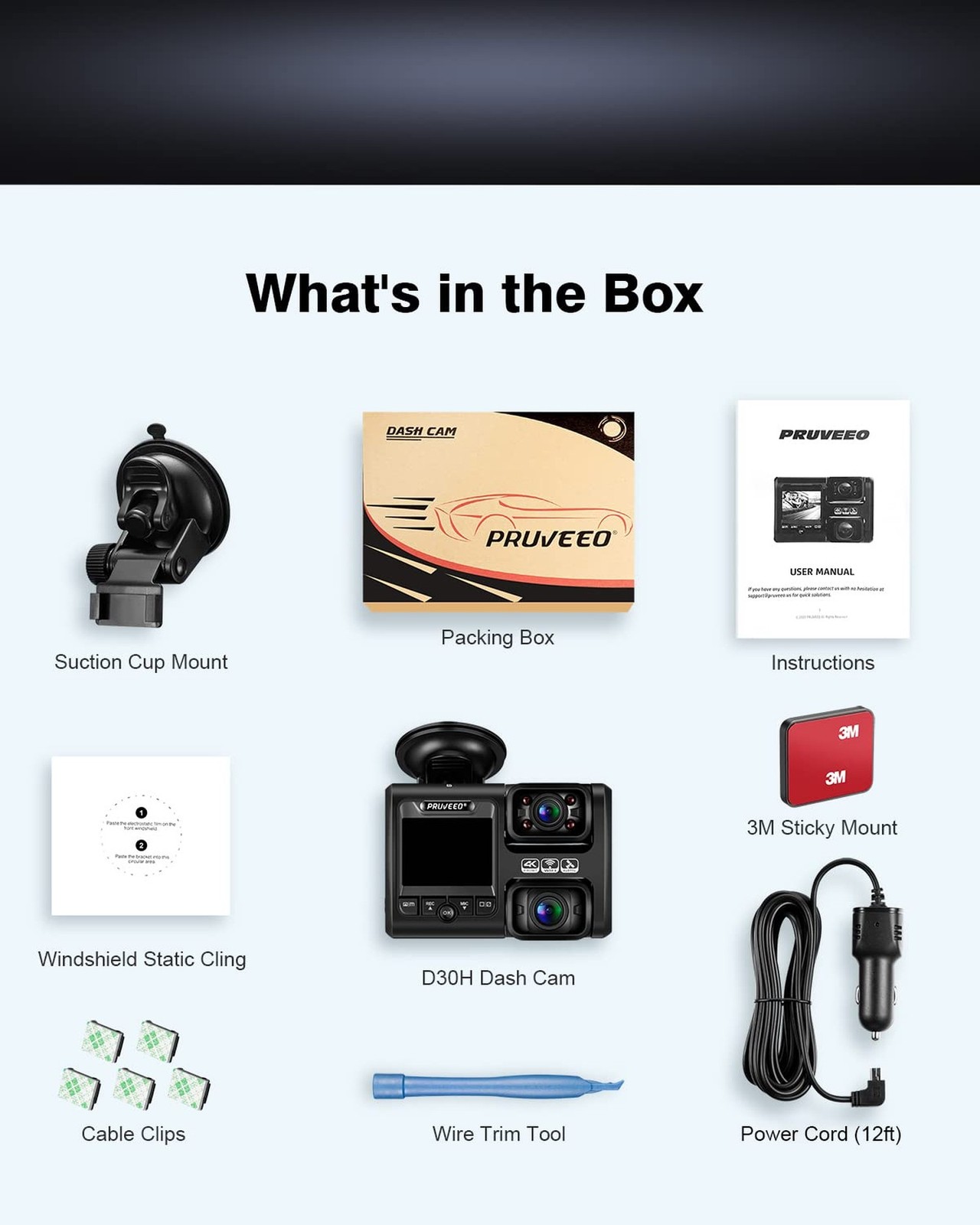 PRUVEEO Dash Cam, Front and Inside 1080P Dual FHD, Novatek Processor, Single-…