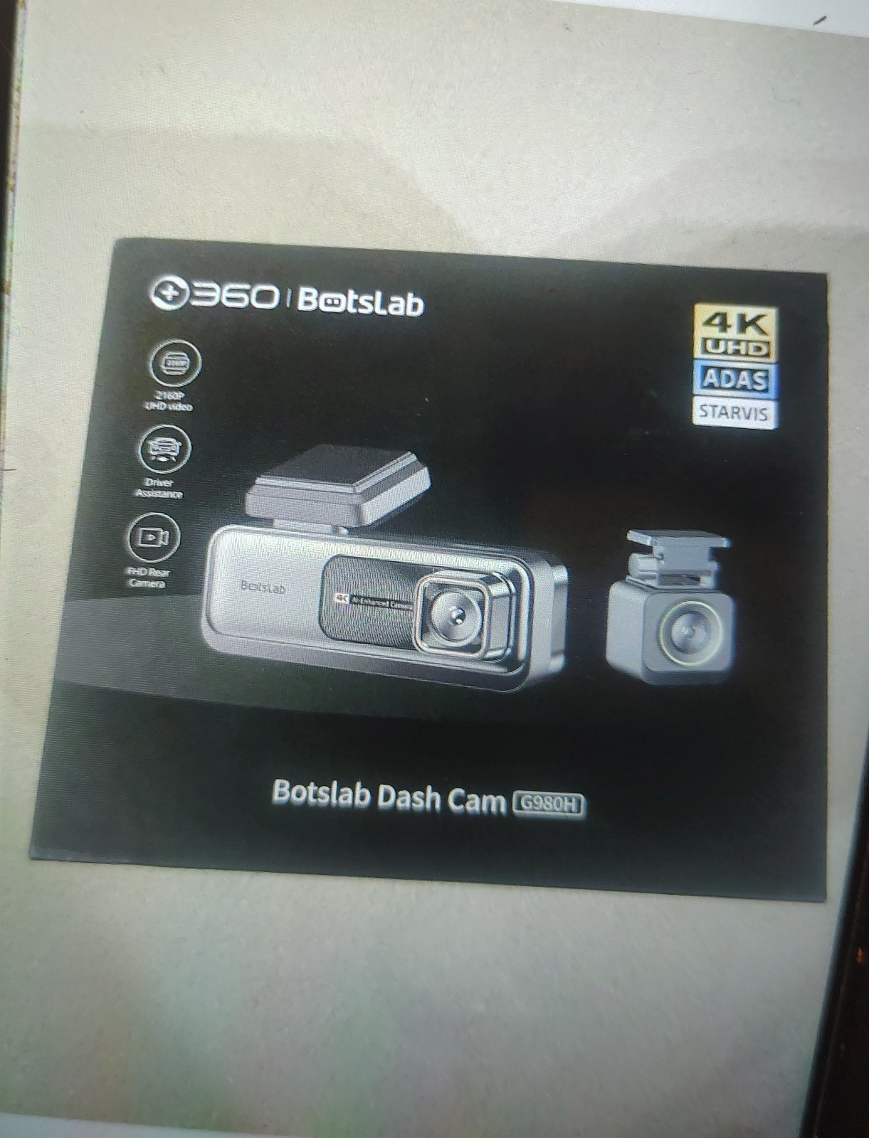 Botslab 360 G980H 4k UHD ADAS Starvis Dash Camera With GPS 2 camera Front &Rear