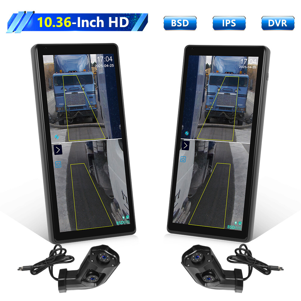 10.36″ Monitor R L Side Electronic Rear View Mirror Camera For Side Blind Areas