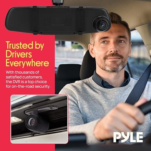 Dash Cam Rearview Mirror – 4.3” DVR Monitor Dual Camera Recorder Rear View