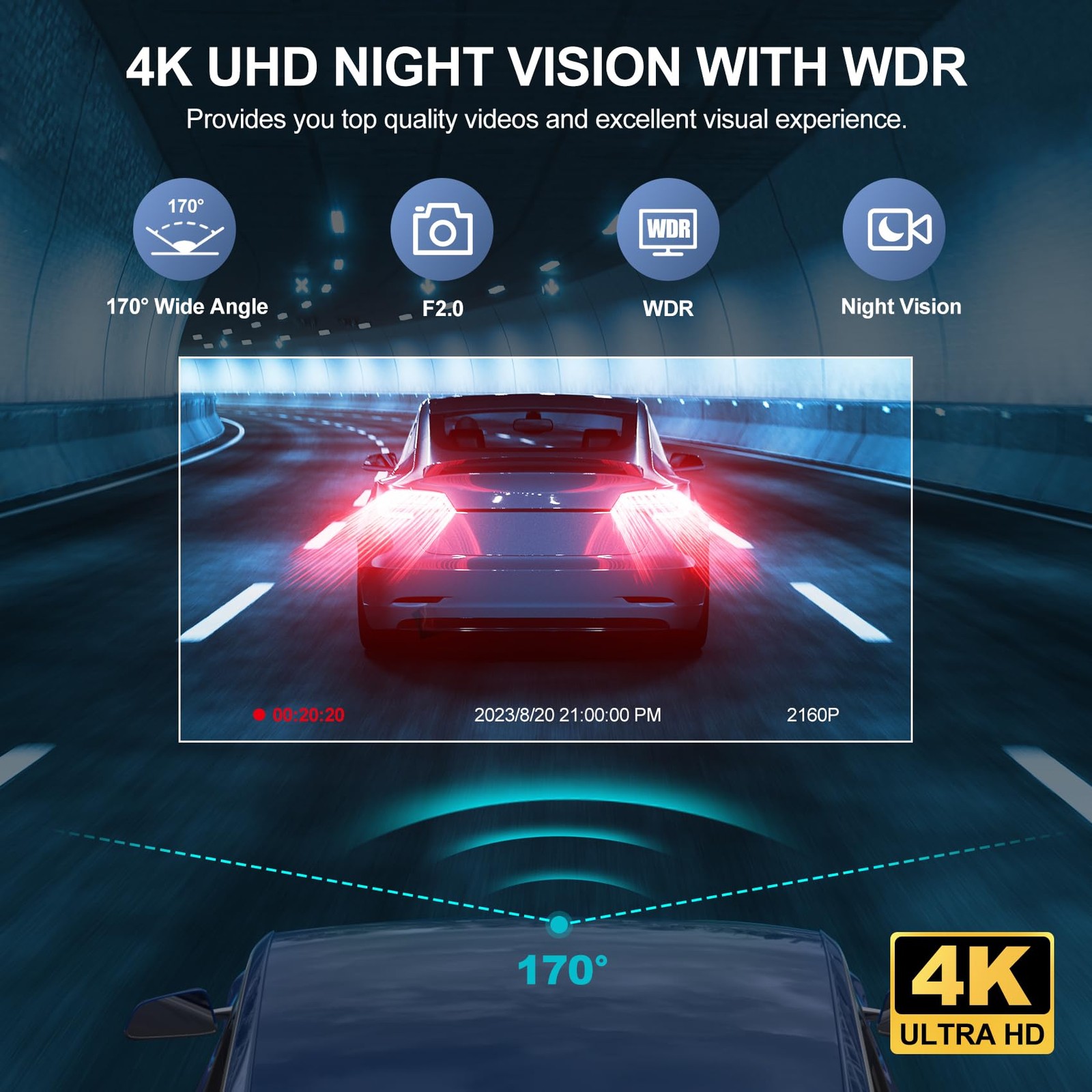 Cámara De Tablero 4K Para Coche 3 Canales Dash Cam Delantera, Trasera y Interior