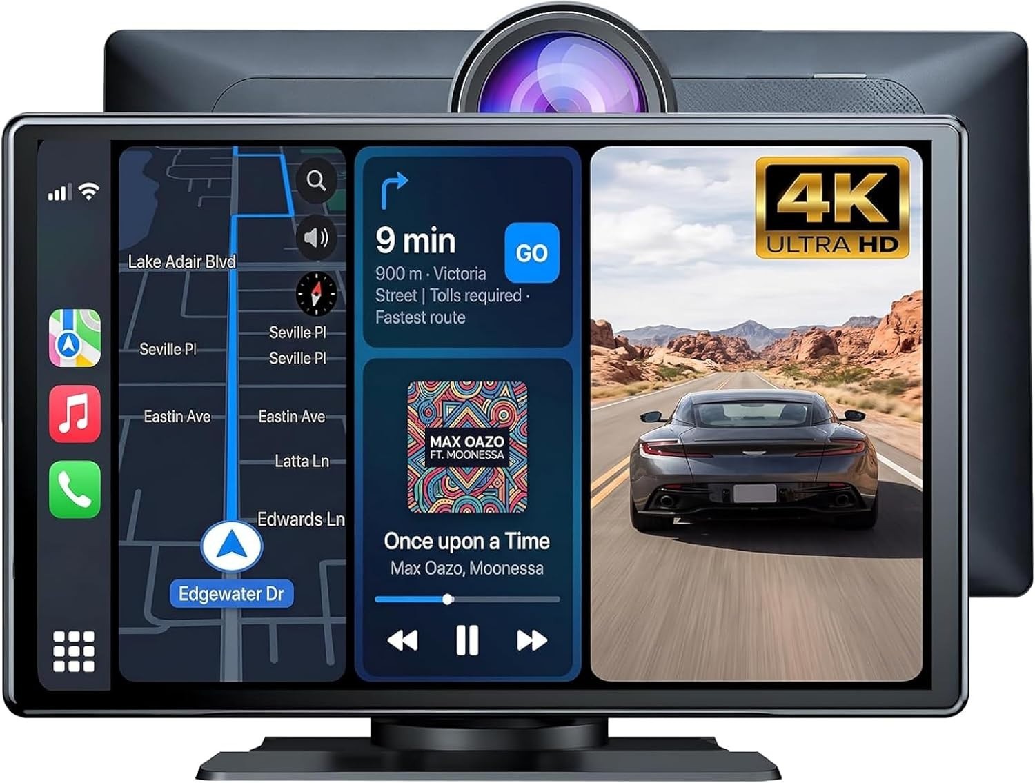 9″ CarPlay Android Auto Car Stereo 4K Dash Cam 1080P Backup Camera GPS 64GB