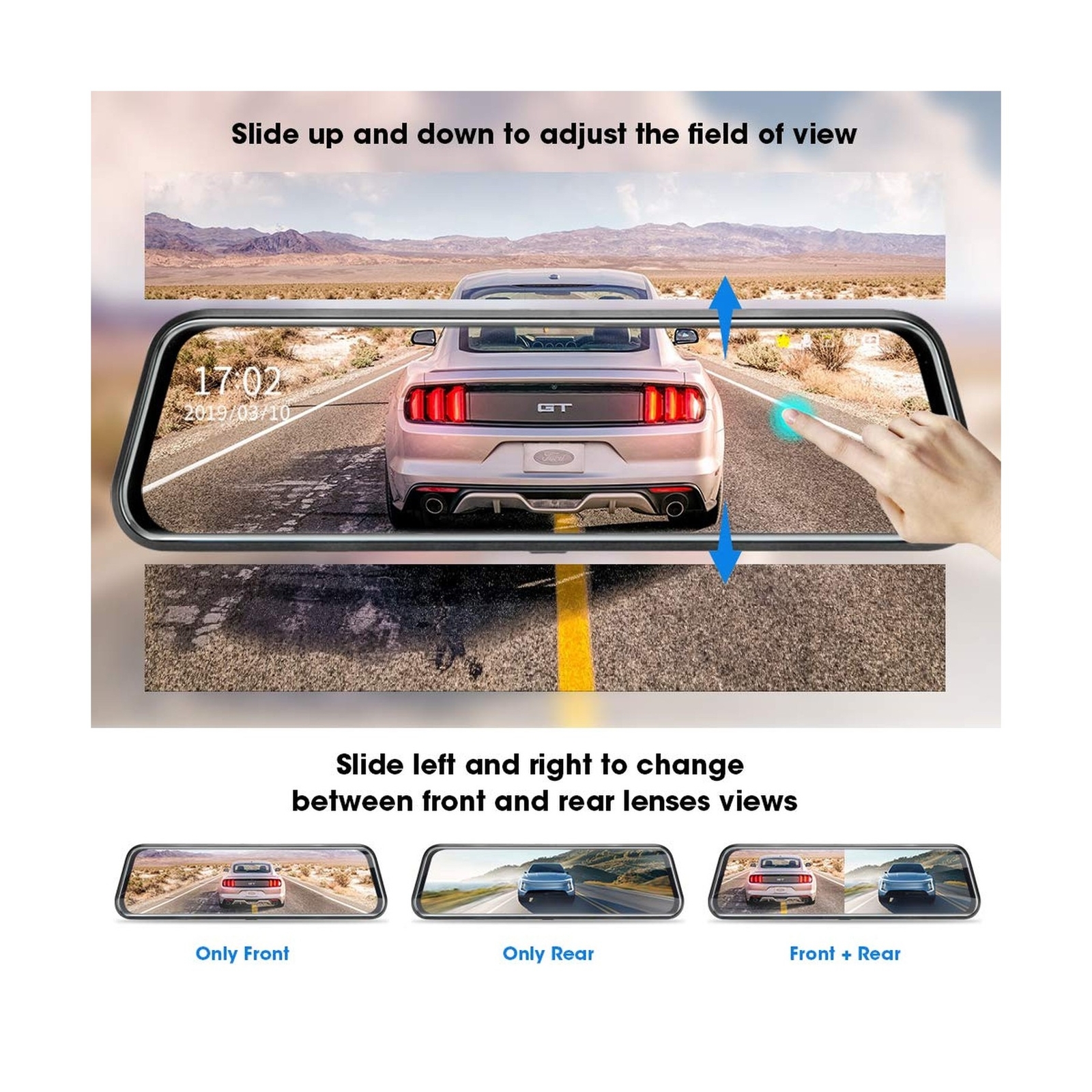 10” Mirror Dash Cam Night Vision 1080P FHD Full Touch Screen Front and Rear …