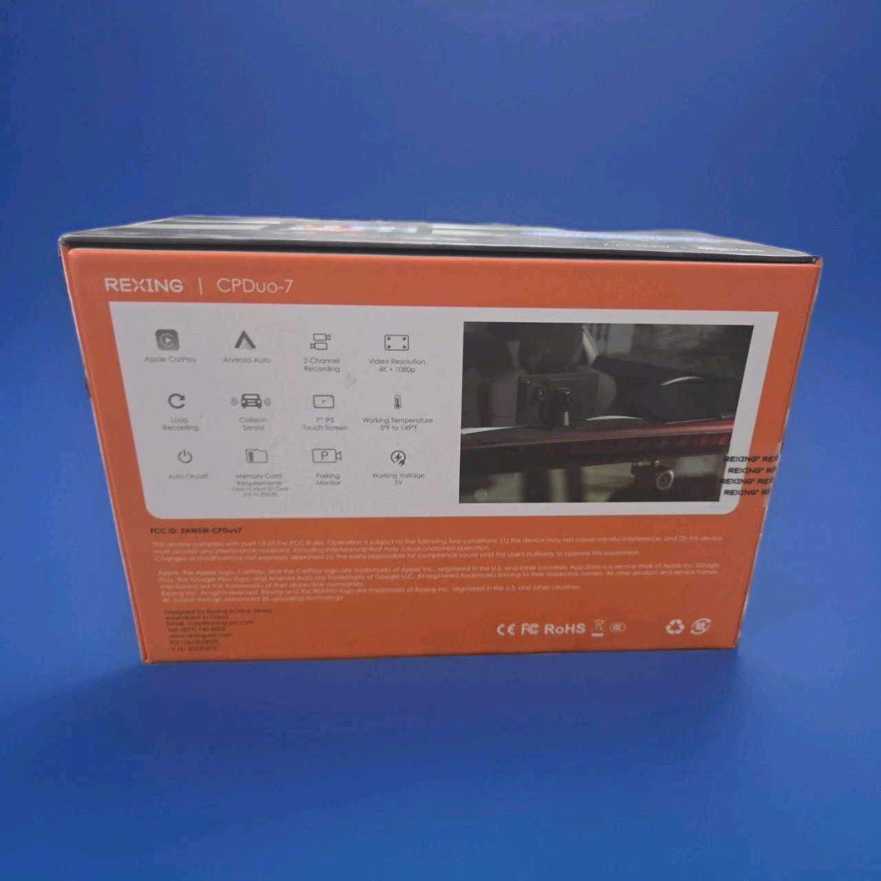 REXING CPDUO-7 4K Front / Rear Recording 7″ IPS Screen App Control Dash Cam NIB